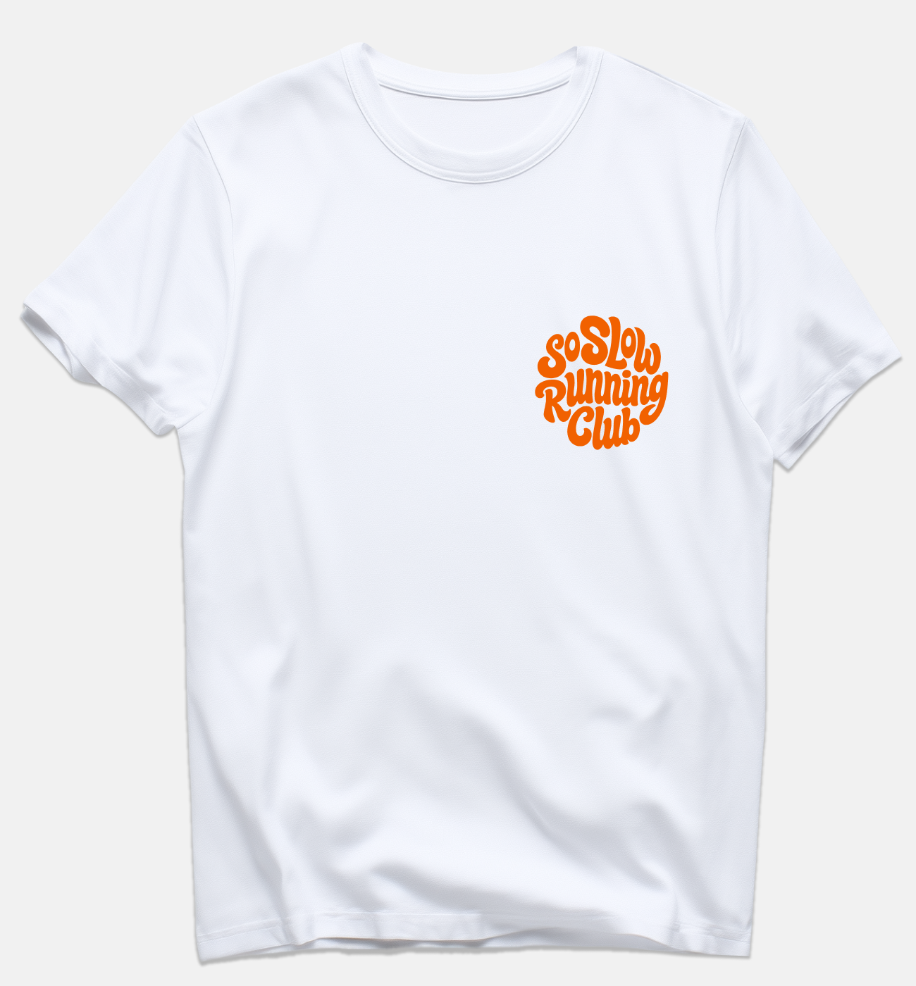 "So Slow in the Mountains" Orange Print - White Unisex Box Fit T-Shirt
